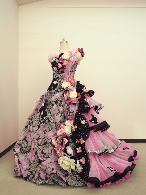 カラードレス ピンク×黒￥49,800− - ウェディングドレスセール1万円 
