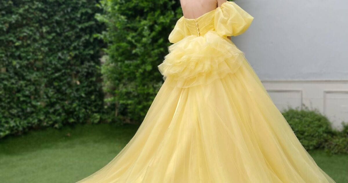 値下げ中‼︎ ウェディングドレス　イエロー カラードレス イエロー ゴールド ロングドレス 金 結婚式 二次会