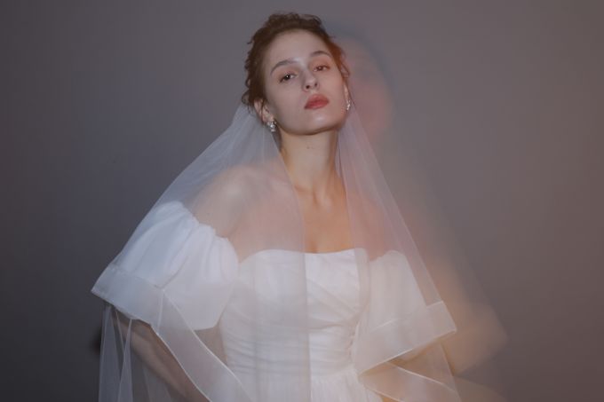 ウェディングドレス 購入 パフスリーブ オーガンジー