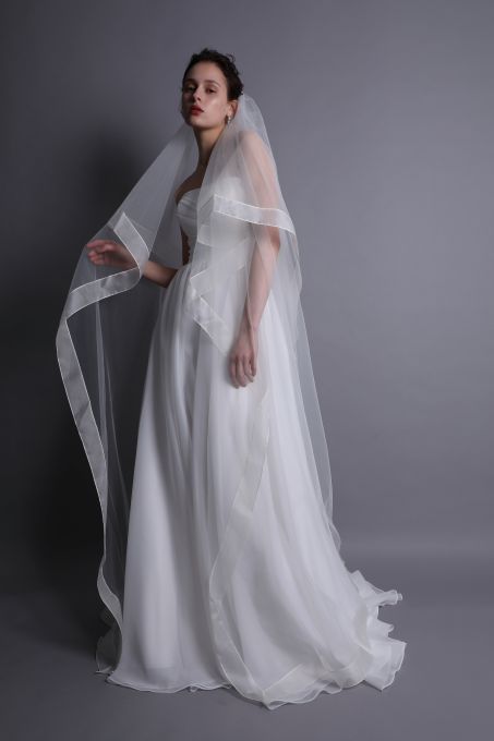 ウェディングドレス 安い パフスリーブ取り外し可 オーガンジー