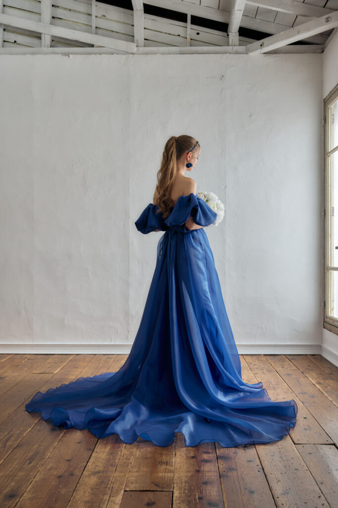 ロイヤルブルーのカラードレス・バックショット